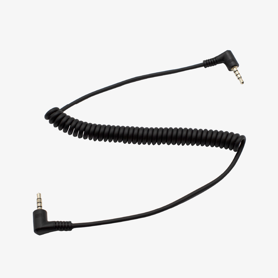 Coiled, Black TRRS Cable w/ Right Angle Plugs